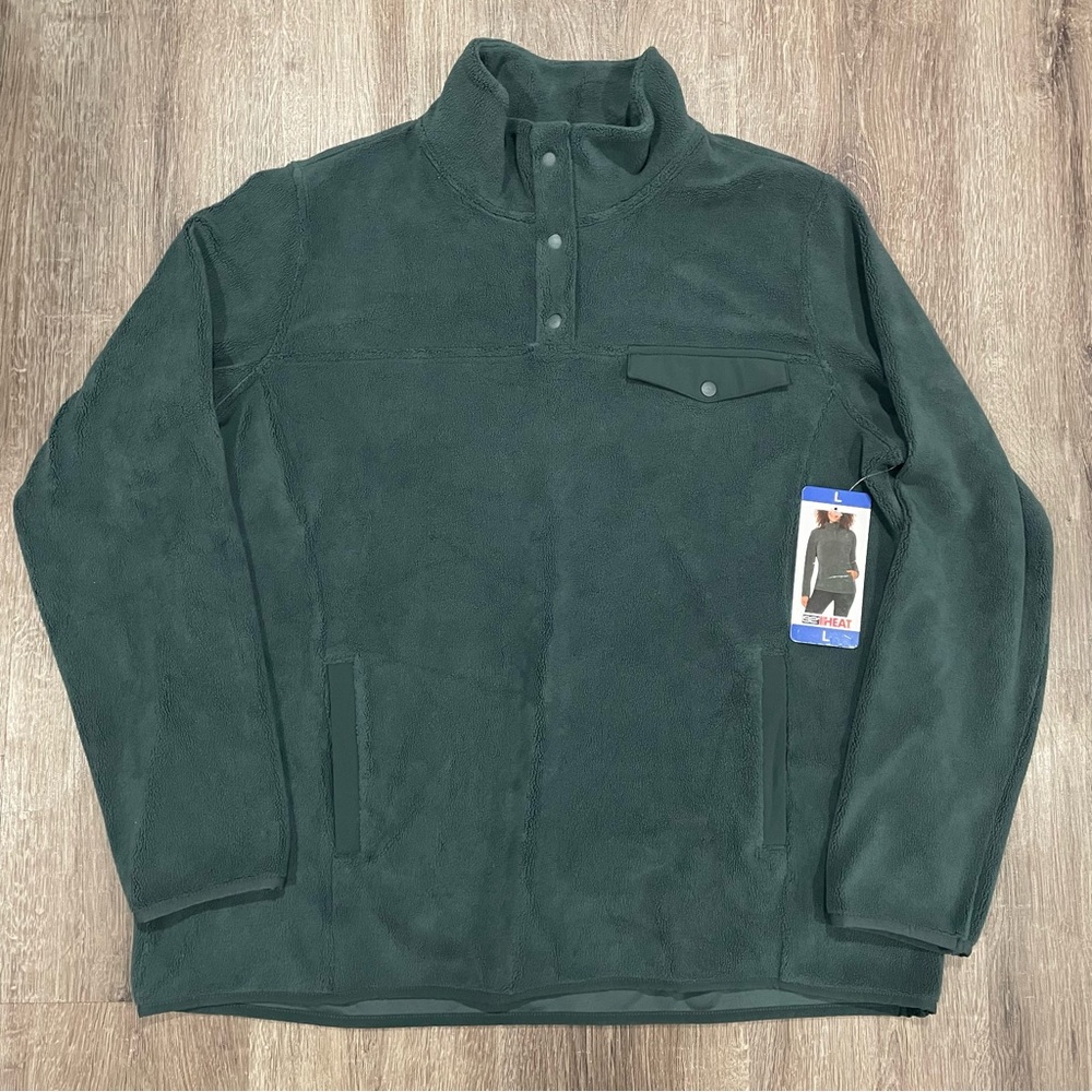 32 Degrees Heat Women’s Quarter Snap Fleece Pullover Basil Green Large NWT - Picture 3 of 12